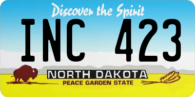 ND license plate INC423