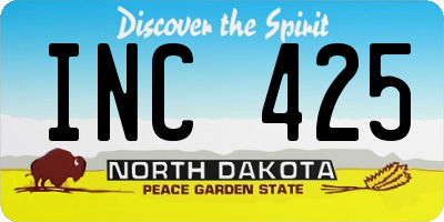 ND license plate INC425