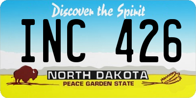 ND license plate INC426