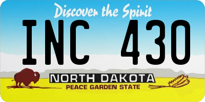 ND license plate INC430