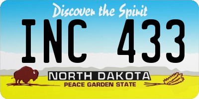 ND license plate INC433