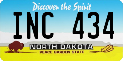 ND license plate INC434
