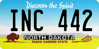 ND license plate INC442