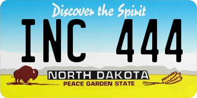 ND license plate INC444