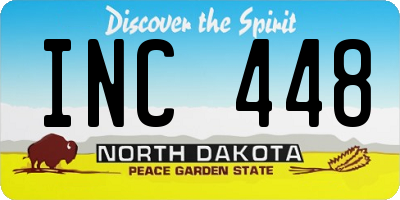 ND license plate INC448