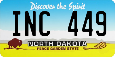 ND license plate INC449