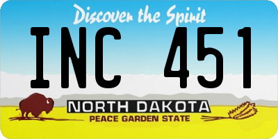 ND license plate INC451