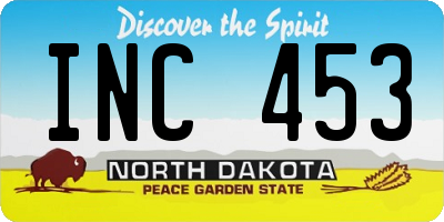 ND license plate INC453