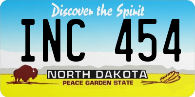 ND license plate INC454