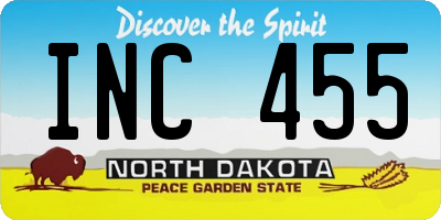 ND license plate INC455