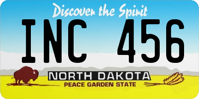 ND license plate INC456