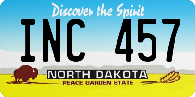 ND license plate INC457