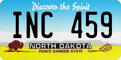 ND license plate INC459