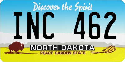 ND license plate INC462