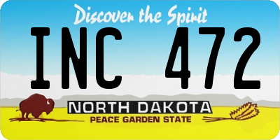 ND license plate INC472