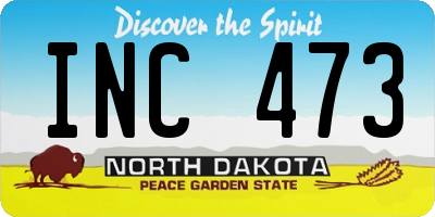 ND license plate INC473