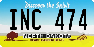 ND license plate INC474