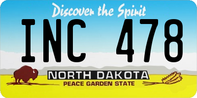 ND license plate INC478
