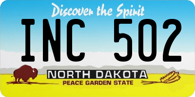 ND license plate INC502