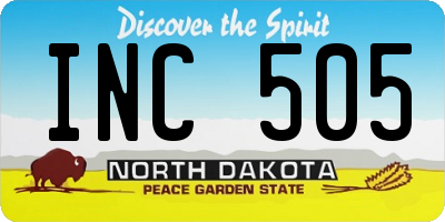 ND license plate INC505