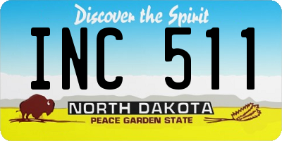 ND license plate INC511