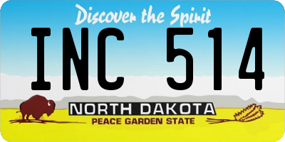 ND license plate INC514