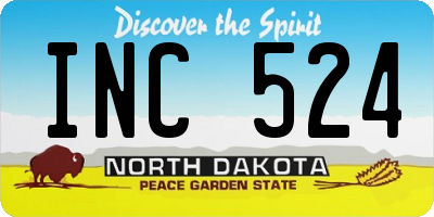 ND license plate INC524