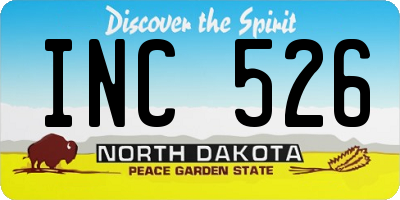 ND license plate INC526