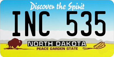 ND license plate INC535