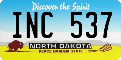 ND license plate INC537