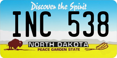 ND license plate INC538