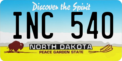 ND license plate INC540