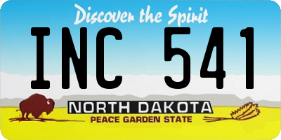 ND license plate INC541