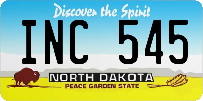 ND license plate INC545