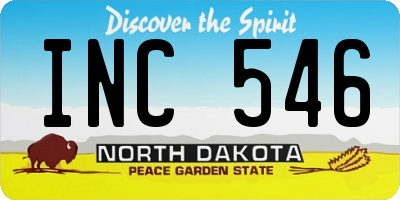 ND license plate INC546