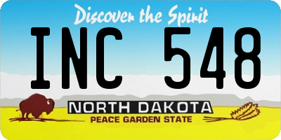 ND license plate INC548