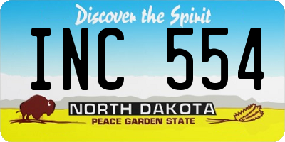 ND license plate INC554