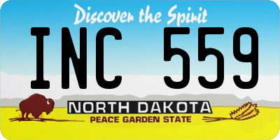 ND license plate INC559