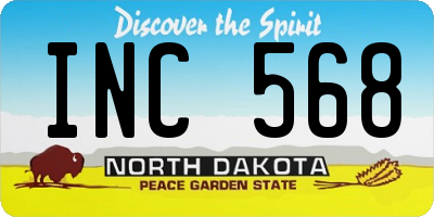 ND license plate INC568