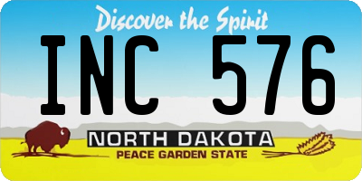 ND license plate INC576