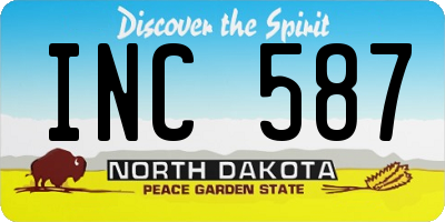ND license plate INC587