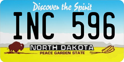ND license plate INC596