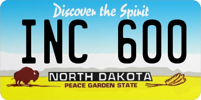 ND license plate INC600