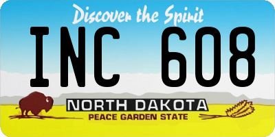 ND license plate INC608