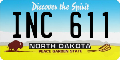 ND license plate INC611