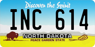 ND license plate INC614