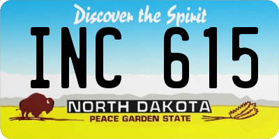 ND license plate INC615