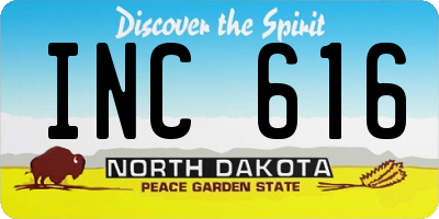 ND license plate INC616