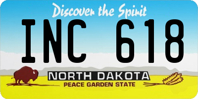 ND license plate INC618