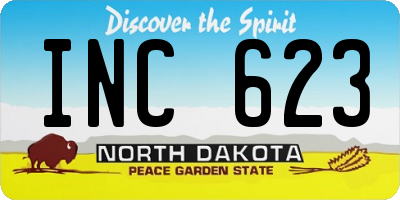 ND license plate INC623